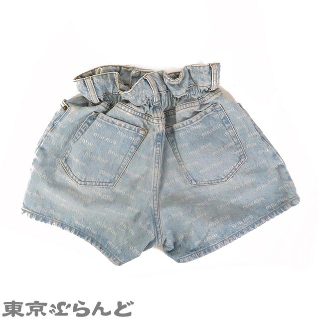 miu ミュウミュウ MIUMIU デニム ショートパンツ ロゴ GWP300 miu ミュウミュウ MIUMIU デニム ショートパンツ ロゴ GWP300