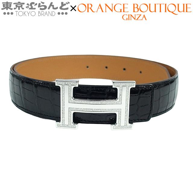 エルメス レザー Hベルト コンスタンス 85 □K刻印 ホワイト ブラック エルメス レザー Hベルト コンスタンス 85 □K刻印 ホワイト ブラック