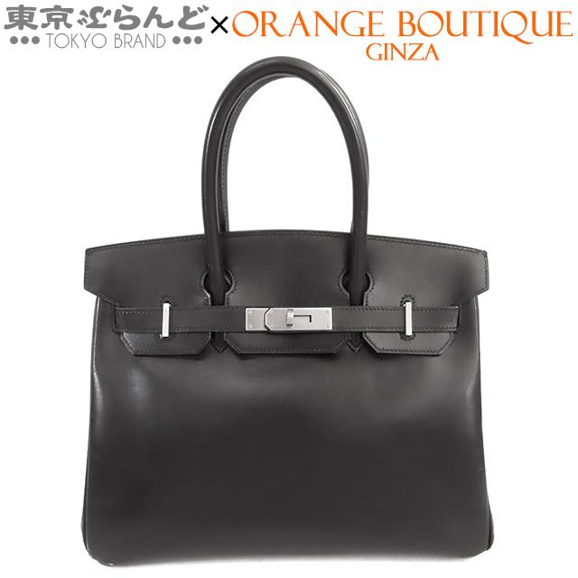 希少✨ 状態良好 バーキン スタイル 黒いレザー ハンドバッグ HERMES（エルメス） バーキン30 □J刻印 ブラック シルバー金具