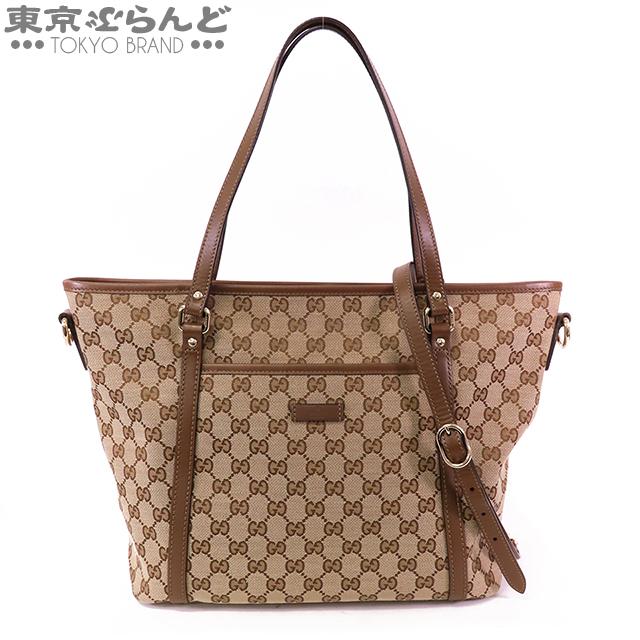 グッチ GUCCI GG 2WAY トートバッグ 388929 ベージュxブラウン 茶 GG 