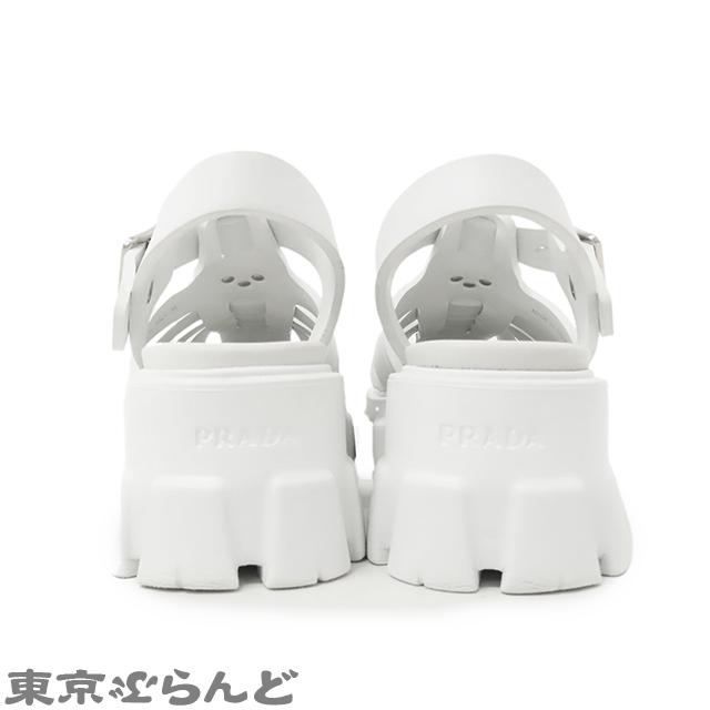 プラダ　モノリスラバーサンダル　白　23.5 PRADA（プラダ） モノリス ラバー サンダル ホワイト 白 グルカ