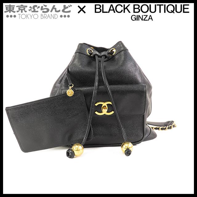 CHANEL 黒レザー リュック CHANEL 黒 レザー リュック・バックパック 約25cm x 30cm