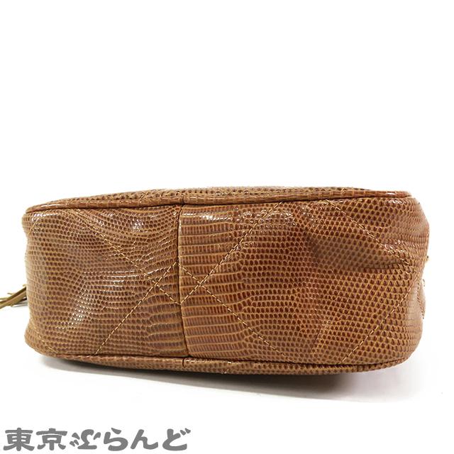 CHANEL シャネル リザード マトラッセ ショルダーバッグ ゴールド チェーンショルダー フリンジ タッセル レザー ブラウン 茶 CHANEL（シャネル） リザード タッセル チェーンバッグ 0番台 ブラウン