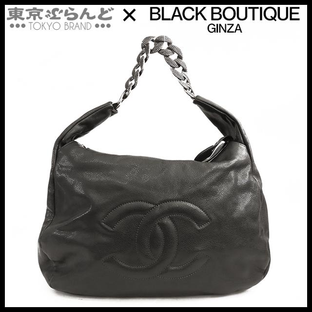 シャネルシガレットケースキャビアスキンデカココミニポーチショルダー黒