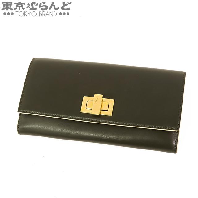 FENDI ピーカブー　長財布 FENDI（フェンディ） ピーカブー 長財布 カーキ カーフレザー ターン
