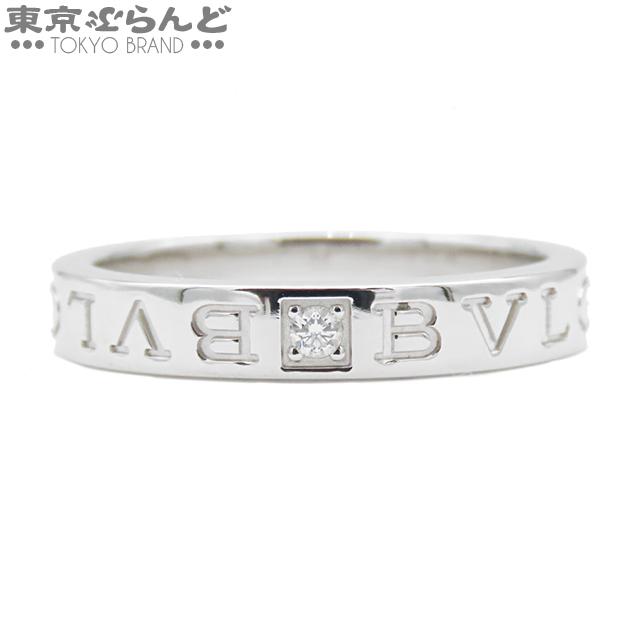 ブルガリ ダブルロゴリング K18WG ワンポイントダイヤ 14号 750 BVLGARI（ブルガリ） ダブルロゴリング 1Pダイヤ 750WG K18 ホワイト