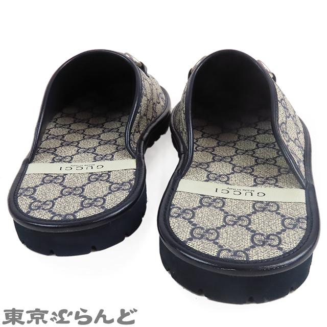 GUCCI（グッチ） ホースビット スリッパ 694249 ネイビーxベージュ GG