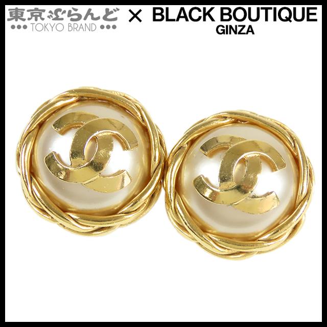 CHANEL シャネル レザー リボン パール ゴールド イヤリング 片耳