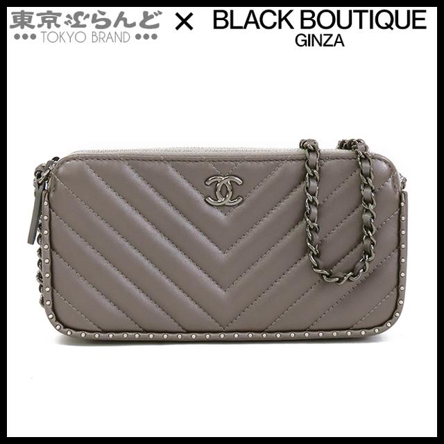 CHANEL シャネル Vステッチ スタッズ チェーンウォレット 26番台 