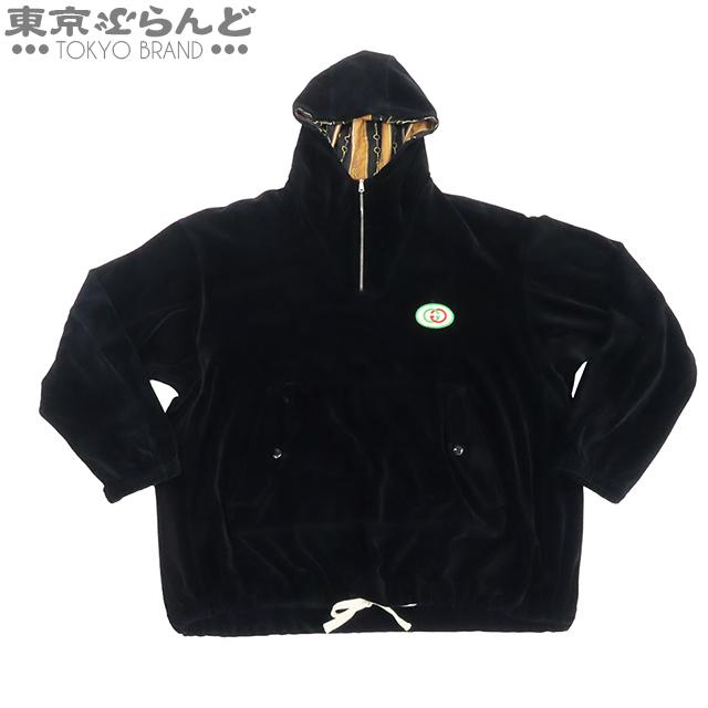 GUCCI（グッチ） ハーフジップ ベロア パーカー 572733 ブラック