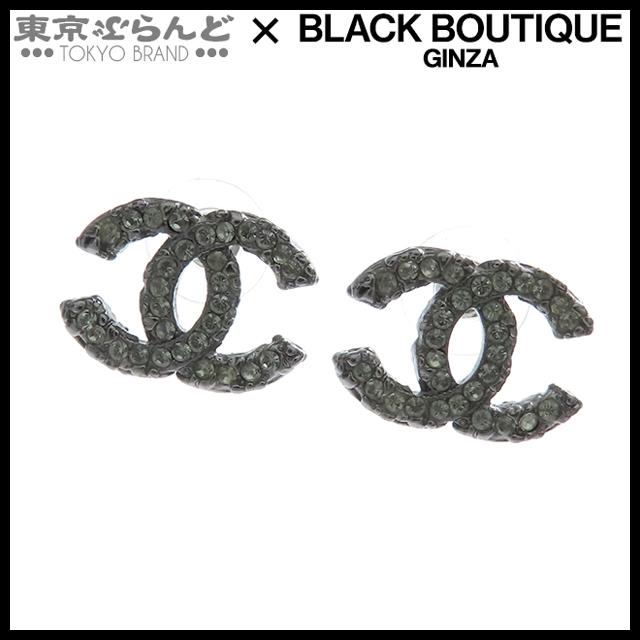 CHANEL（シャネル） ココマーク ピアス A13C ブラック メタル ライン