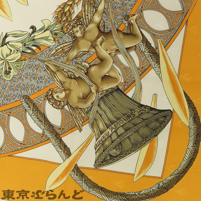 HERMES（エルメス） カレ 90 オレンジxアイボリー シルク スカーフ Je