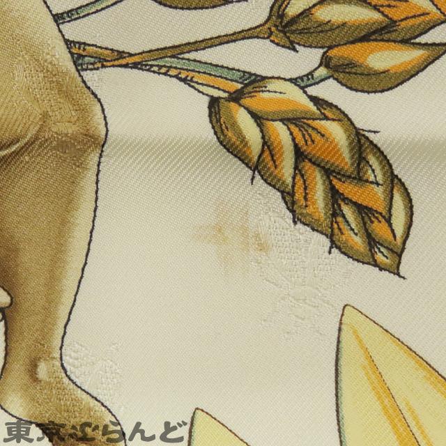 HERMES（エルメス） カレ 90 オレンジxアイボリー シルク スカーフ Je