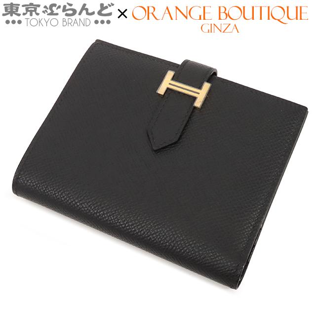 HERMES（エルメス） べアン コンパクト B刻印 ブラック 黒 ゴールド
