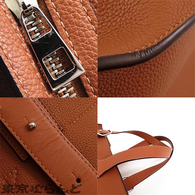 LOEWE（ロエベ） バックル ジッパー ブラウン 茶 レザー トートバッグ