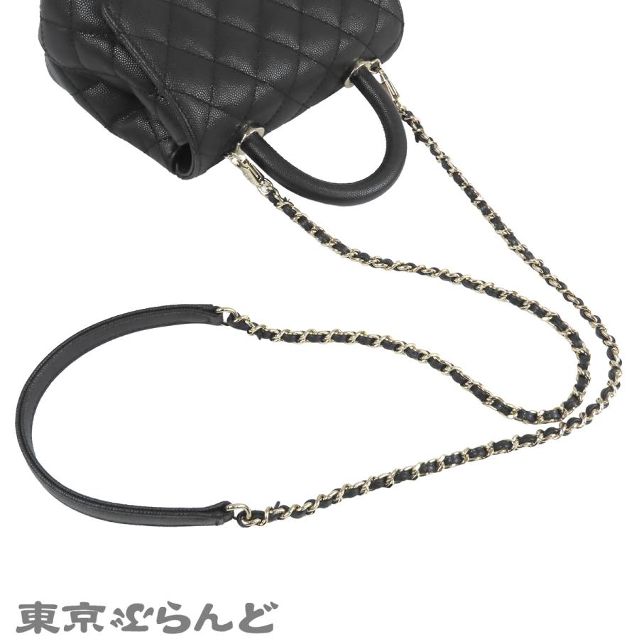 シャネル CHANEL ココハンドル XXS AS2215 ブラック 黒 ゴールド金具 キャビアスキン マトラッセ 2WAY ハンドバッグ チェーンショルダーバッグ 101815105の画像