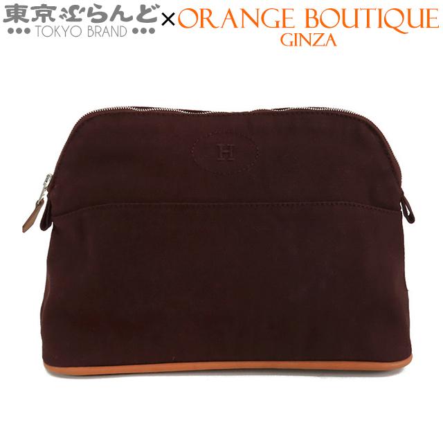 HERMES エルメス ポーチ ボリードポーチPM ボルドー系 コットン100  