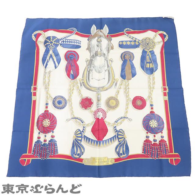 HERMES（エルメス） カレ 90 ブルーxマルチカラー シルク Frontaux et
