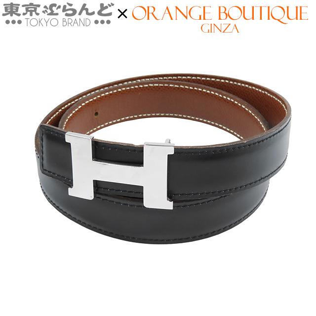 HERMES（エルメス） HERMES Hベルト □E刻印 ブラックxブラウン