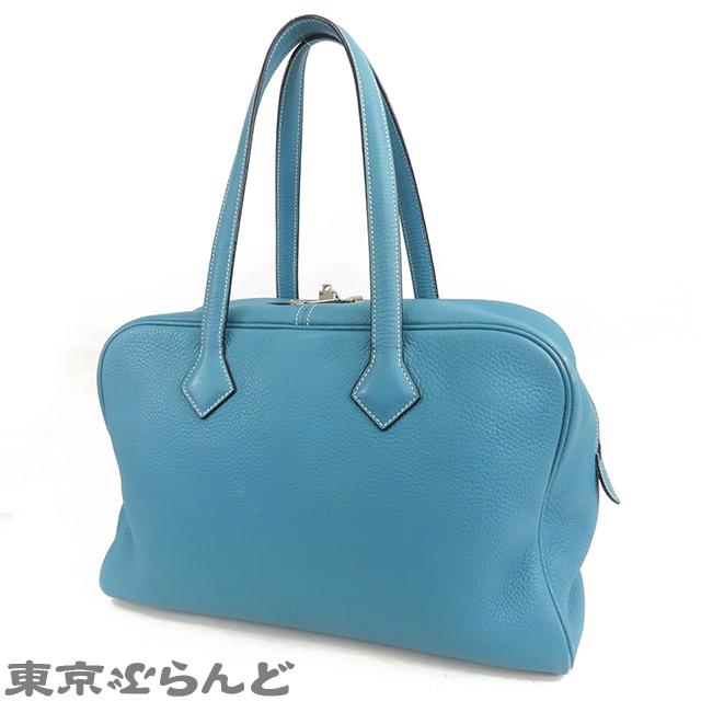 HERMES（エルメス） ヴィクトリア35 □K刻印 ブルージーン シルバー