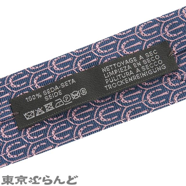 HERMES（エルメス） ネクタイ ブルーxピンク シルク ホースシュー 総柄