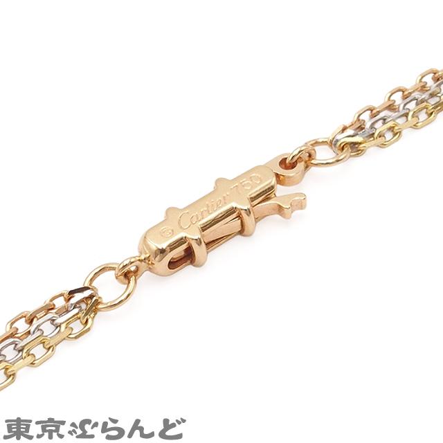 【正規 美品】Cartierロゴ刻印ゴールド金色チャーム/3㎜ネックレスチェーン Cartier（カルティエ） ネックレス トリニティ ネックレス スリー