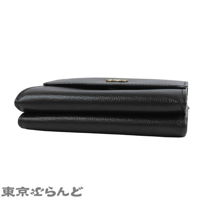 CHANEL（シャネル） 三つ折り財布 ブラック ゴールド金具 レザー ココ