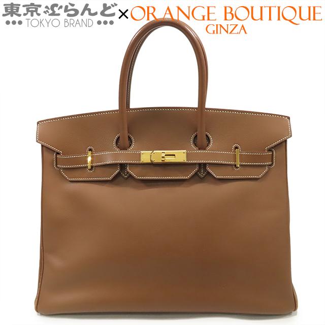 ブラウンレザー ハンドバッグ ゴールド金具 HERMES（エルメス） バーキン35 □G刻印 ブラウン系 ゴールド金具