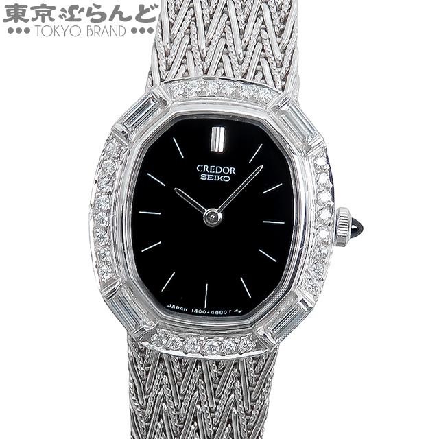 セイコー クレドール 14K 腕時計 SEIKO（セイコー） クレドール 14-7680-D ブラック K18WG ダイヤモンド