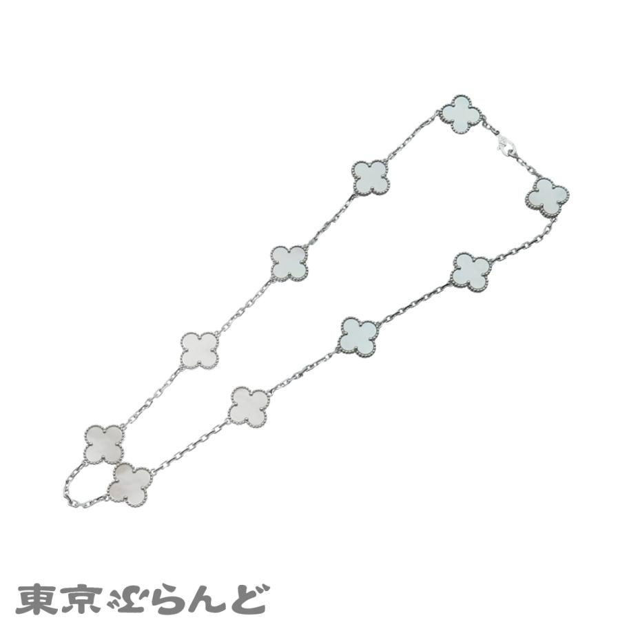 ヴァンクリーフ　ネックレス　ヴィンテージアルハンブラ ホワイトシェル K18WG ヴァンクリーフ＆アーペル ヴィンテージアルハンブラネックレス