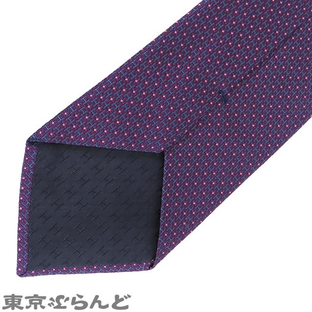 HERMES（エルメス） ネクタイ パープル 紫 シルク H ドット柄 メンズ