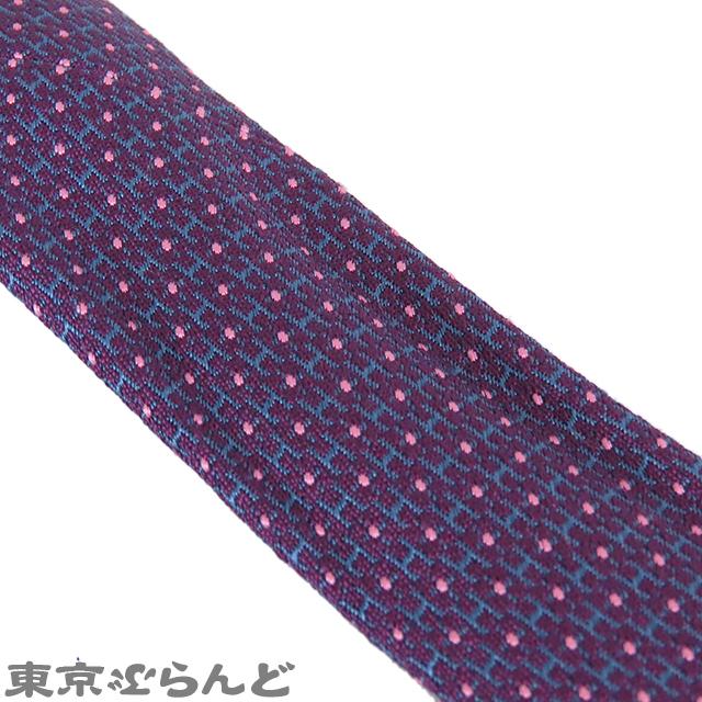 HERMES（エルメス） ネクタイ パープル 紫 シルク H ドット柄 メンズ