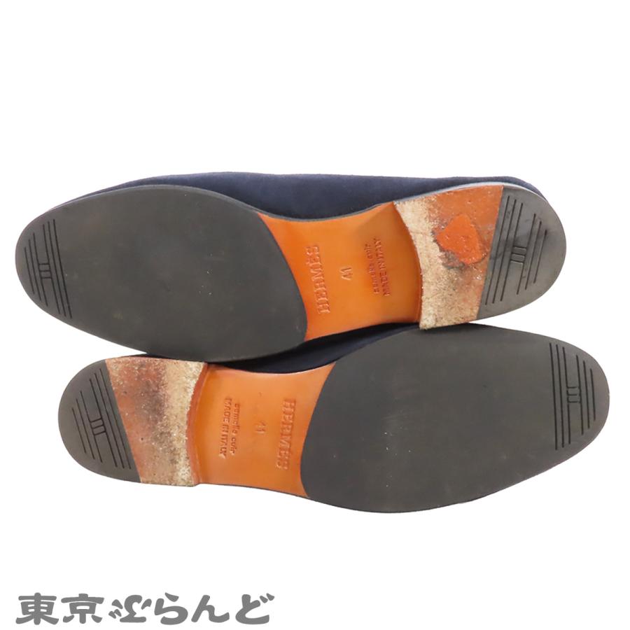HERMES（エルメス） スリッポン ネイビー スウェード パンチング