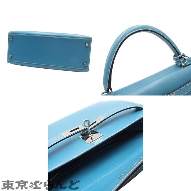 HERMES エルメス ケリーデペッシュ38 ブルージーン シルバー金具　刻印有 HERMES エルメス ケリーデペッシュ38 ブルージーン シルバー金具 刻印