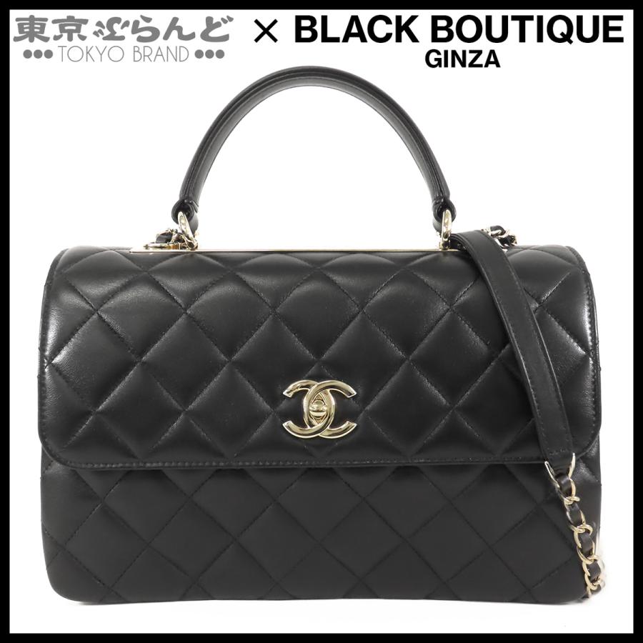 CHANEL❣️トレンディCC❣️ラムスキン 2WAYハンドバッグ✨ロゴプレート CHANEL（シャネル） トレンディCC ブラック ゴールド金具 ラムスキン
