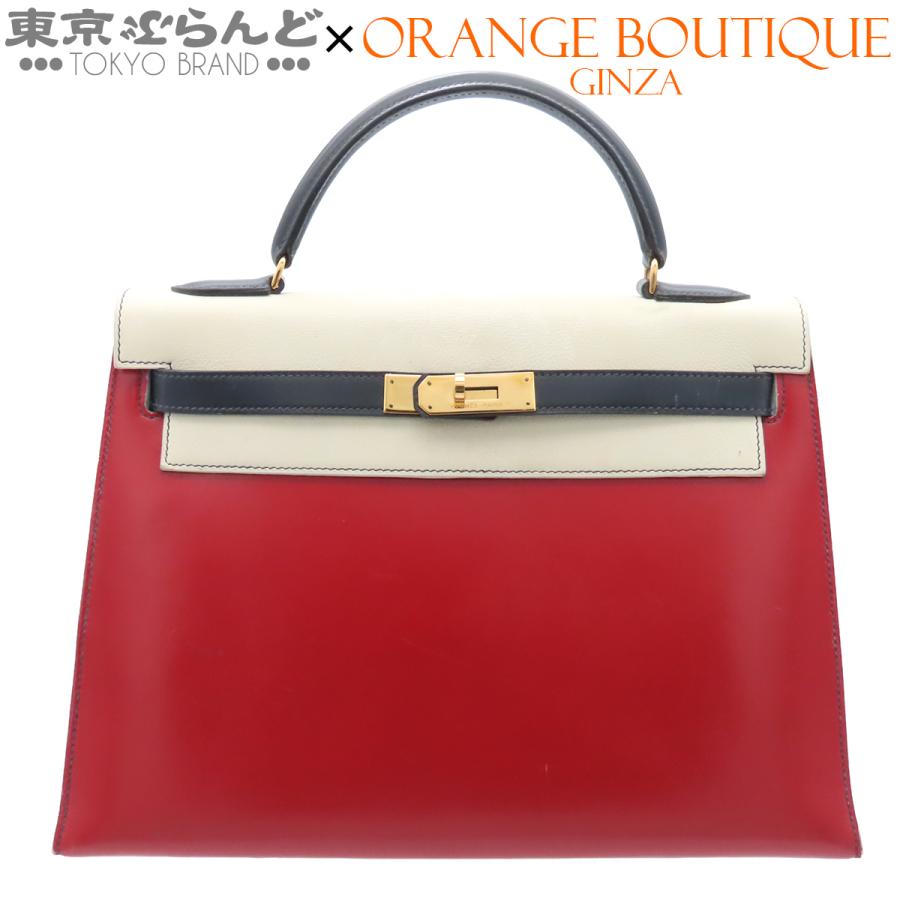 HERMES（エルメス） ケリー 32 〇S刻印 ホワイトxネイビーxレッド