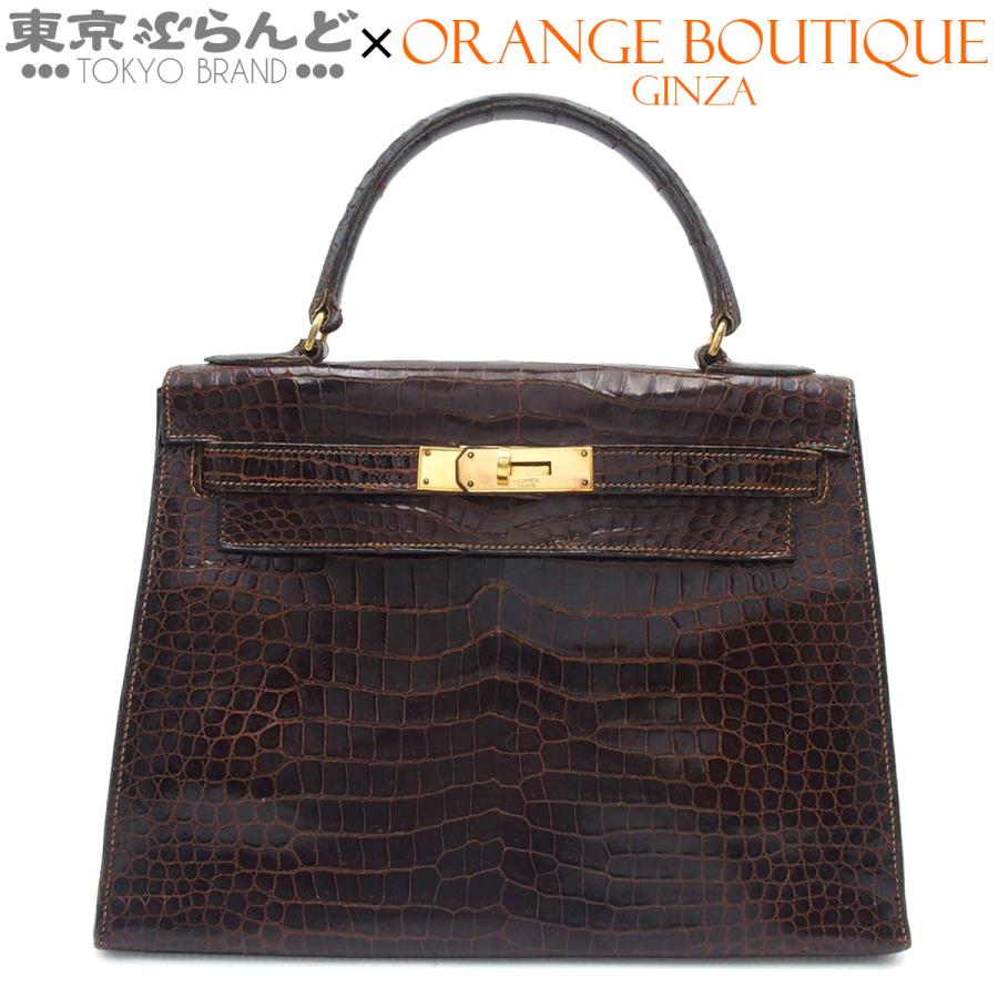 HERMES（エルメス） ケリー28 ブラウン系 ゴールド金具 クロコダイル