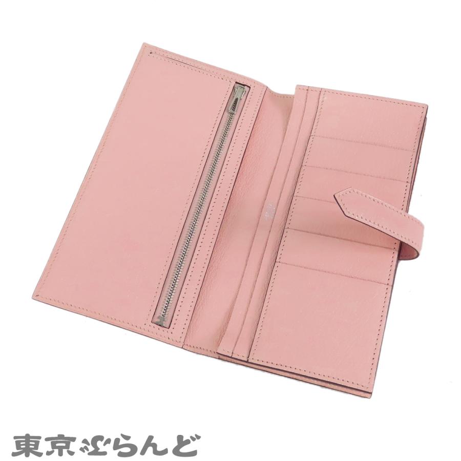 エルメス HERMES ベアンスフレ T刻印 ローズサクラ シルバー金具 シェーブル 長財布 レディース 101845522の画像