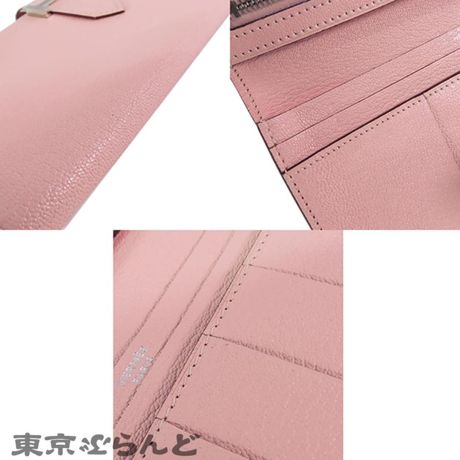 エルメス HERMES ベアンスフレ T刻印 ローズサクラ シルバー金具 シェーブル 長財布 レディース 101845522の画像