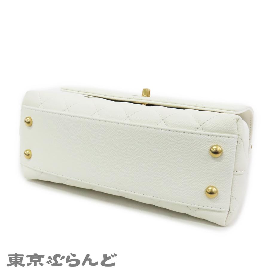 美品　シャネル　CHANEL ハンドバッグ　白ステッチ CHANEL（シャネル） トップハンドル フラップバッグ ホワイト 白