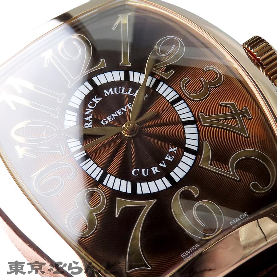 ブラウン クロコダイル風レザー クォーツ腕時計 フランクミュラー FRANCK MULLER トノウカーベックス 8880SC ブラウン