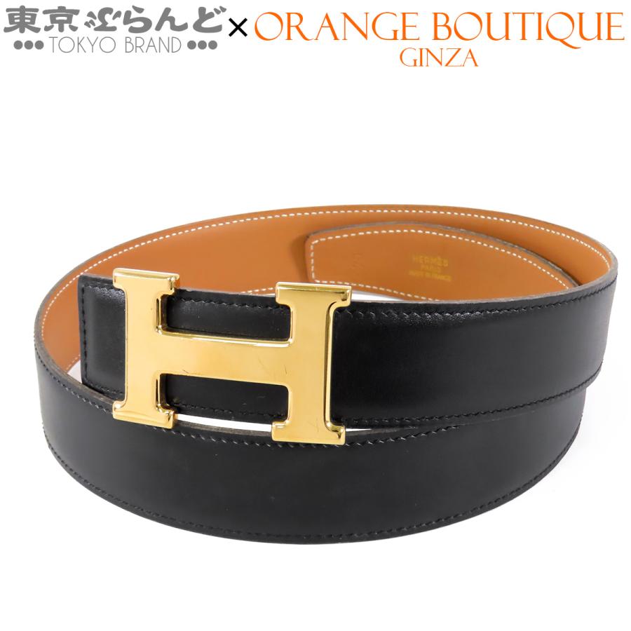HERMES（エルメス） コンスタンス Hベルト □B刻印 ブラックxゴールド