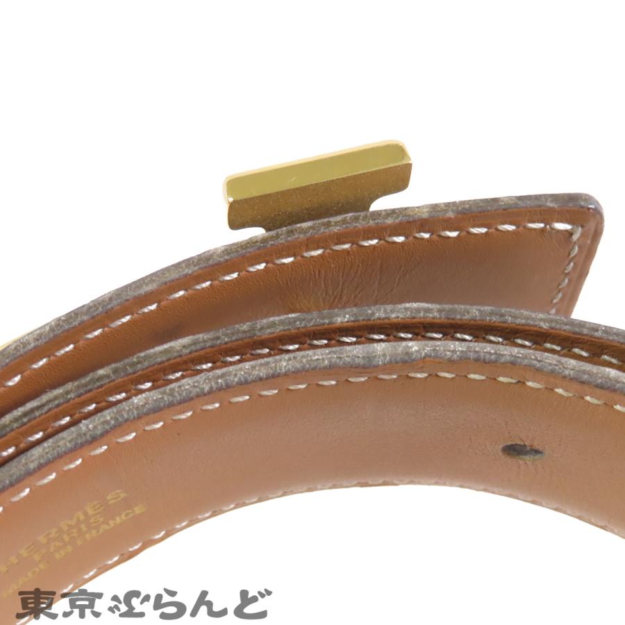 HERMES（エルメス） コンスタンス Hベルト □B刻印 ブラックxゴールド