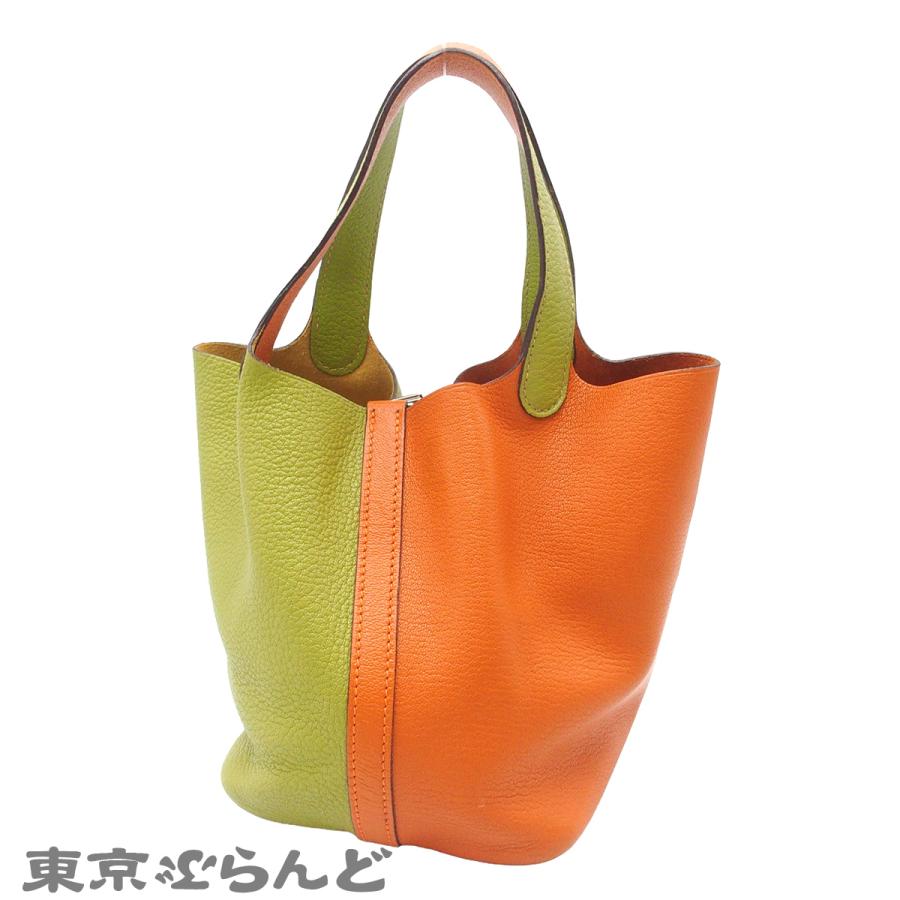 HERMES（エルメス） ピコタン PM バイカラー □J刻印 オレンジxアニス 