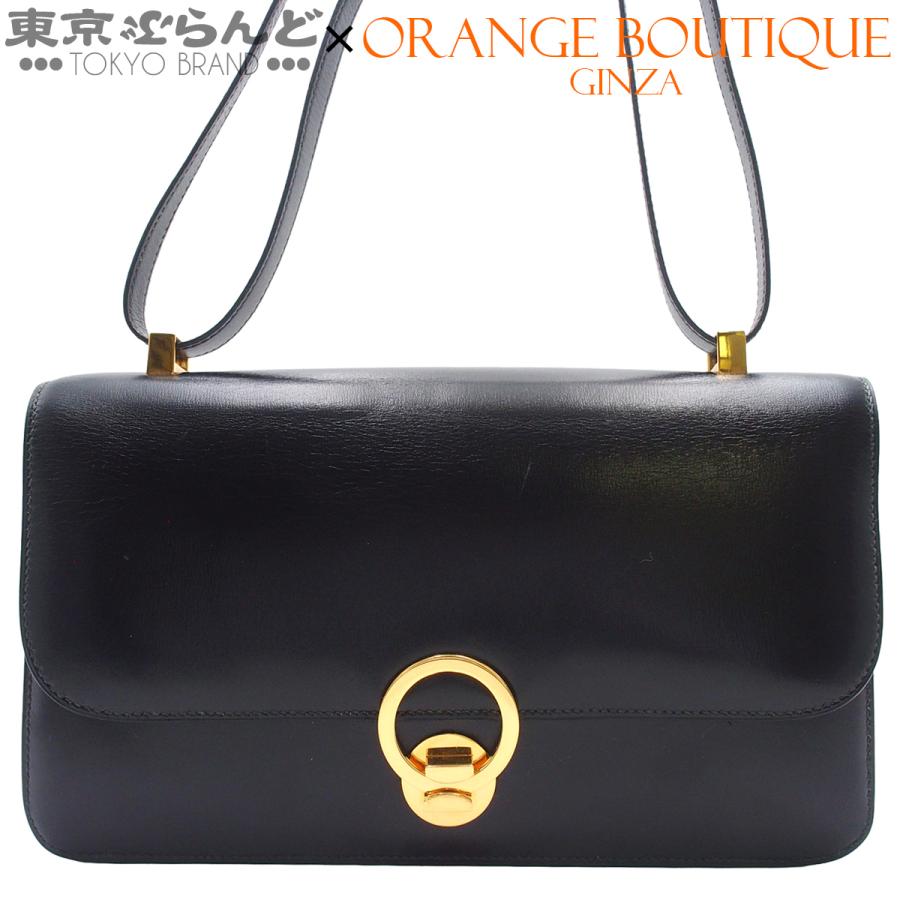 HERMES（エルメス） リングドゥ 〇J刻印 ブラック ゴールド金具