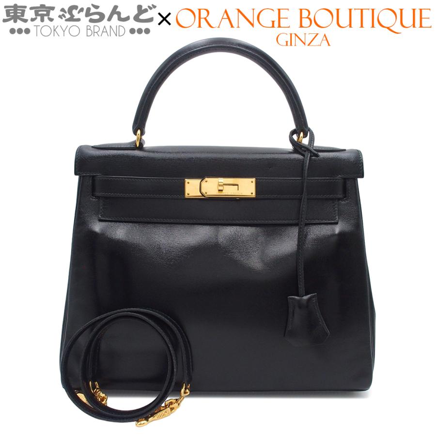 HERMES（エルメス） ケリー28 〇U刻印 ブラック ゴールド金具 ボックス