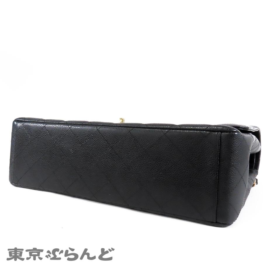シャネル CHANEL デカマトラッセ ブラック ゴールド金具 キャビアスキン Wチェーン Wフラップ 18番台 ショルダーバッグ レディース 101848201の画像