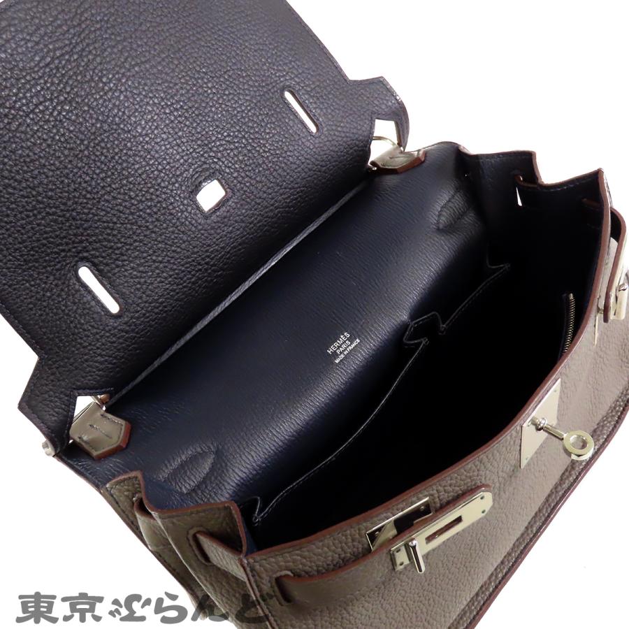 エルメス HERMES ジプシエール 28 ヴェルソ □O刻印 エタンxブルー系 シルバー金具 トリヨン ショルダーバッグ レディース 101848256の画像
