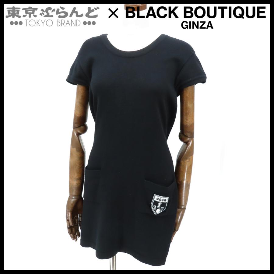 美品　CHANEL 黒 半袖ミニワンピース 34 CHANEL（シャネル） ニット ワンピース P31847K00567 ブラック 黒
