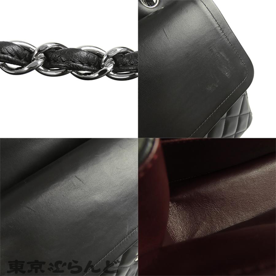 シャネル CHANEL チェーンショルダーバッグ ブラック 黒 シルバー金具 ラムスキン マトラッセ 34 ココマーク Wチェーン Wフラップ 18番台 レディース 101852185の画像